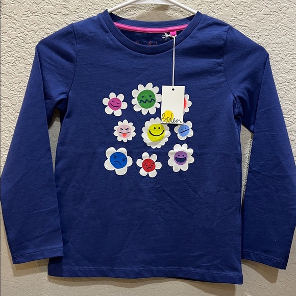 NWT long sleeve Boden flower decal top size 7-8 - Picture 1 of 7